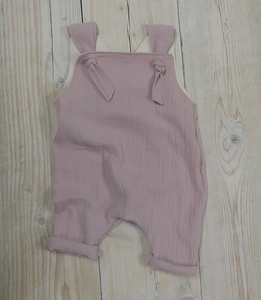 Grow With Me Baby Dungarees - Old Pink With Angel Wings