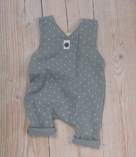 Load image into Gallery viewer, Grow with Me Baby Dungarees - Sage Green With Star
