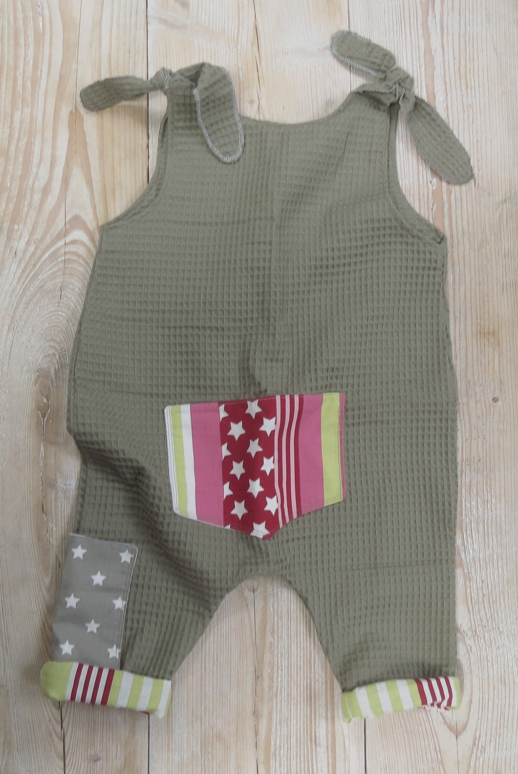 Grow With Me Toddler Dungarees in Burnt Olive OEKO TEX Waffle