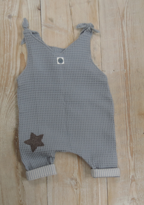 Grow With Me Baby Dungarees in OEKO TEX Waffle with Baby Donkey Felt Star